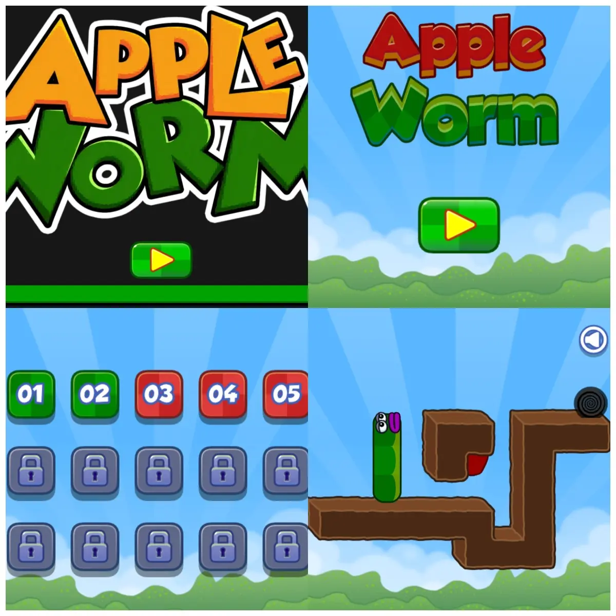Apple Worm growth challenge - worm eating apples and growing longer